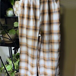 New with Tags Nasty Gal Tan and Cream Plaid Trousers